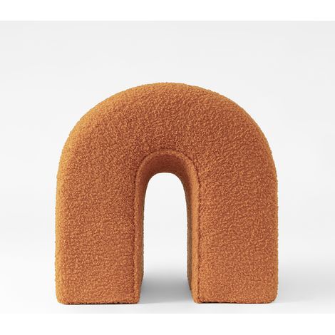 43cm wide unique orange footstool (1/3)