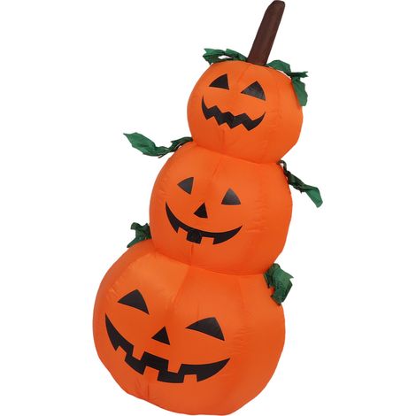Eosnow 3,9 ft Halloween Aufblasbare 3 Kürbis Stapel Licht 100-240 V Schlauchboote Gestapelte Kürbisse für Garten Urlaub Party EU Stecker