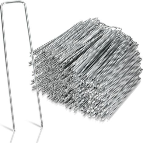 100 Pièces Piquets de Fixation pour Jardin, 150x40mm, Ø2,5mm, piquet ancrage sol jardin en acier galvanisé pour bâche (1/5)