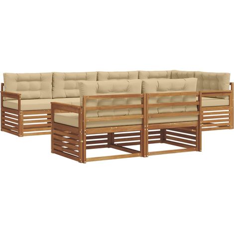 Outdoor Sofa Set with Cushion 7 pcs Natural and Beige vidaXL (1/5)