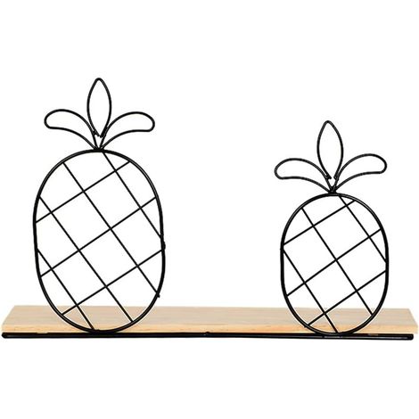 Étagère murale décorative en fer et bois, motif ananas, idéale pour la maison le bureau. (1/5)