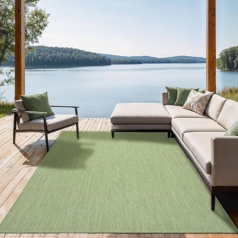Tapis d’intérieur Moderne, Durable et Facile à Nettoyer, idéal pour Salon, Cuisine ou Salle à Manger, utilisable Aussi en extérieur, Vert, 140 x 200 cm (1/5)