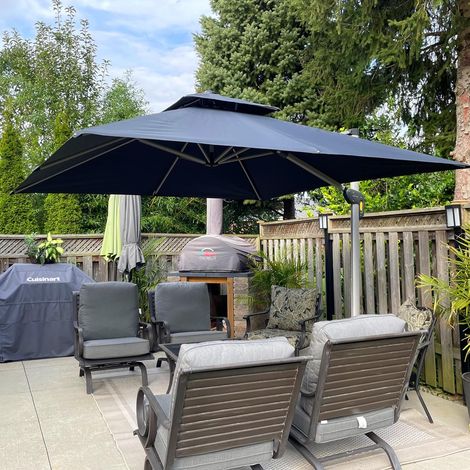 PURPLE LEAF Parasol Déporté 3,3 x 3,3 M Carré, Parasol de Jardin Extérieur, Adapté pour Piscine, Jardin, Balcon et Terrasse, Gris