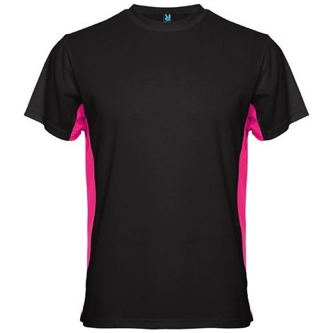 Camiseta técnica de manga corta a dos colores laterales a contraste TOKYO ROLY XXL Negro/Fucsia