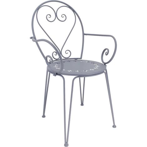 Chaise avec Accoudoirs d'extérieur Belle Époque - Gris - 55,7 x 49,2 x H 90,5 cm - Livraison gratuite