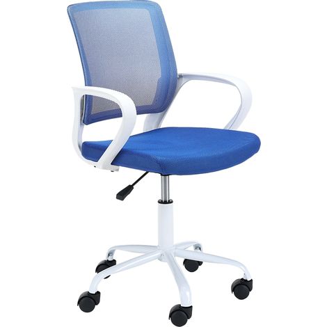 Silla de escritorio infantill FD6 de tela Blanco y Azul (1/5)