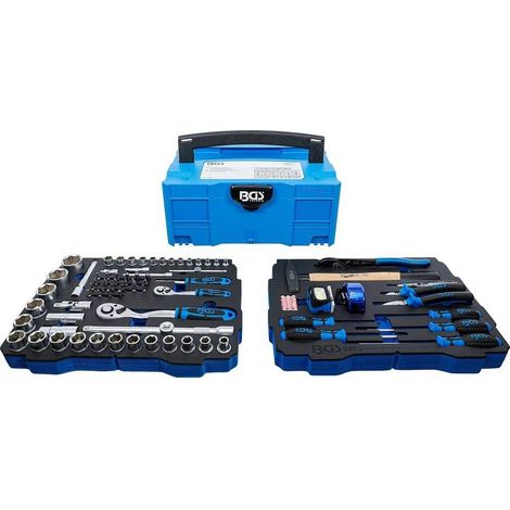 Jeu de Douilles, Marteaux, Pinces, Tournevis 77 pcs - 6,3 mm (1/4) et 12,5 mm (1/2) - Coffret Systainer - Outils Comp - D-Work