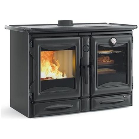 Nordica – Cuisinière à bois 12 kW – Capacité four 78L – Rendement 88,6% – Éco Label A+ – Compatible bûches 40-50 cm – Installation dans maisons BBC