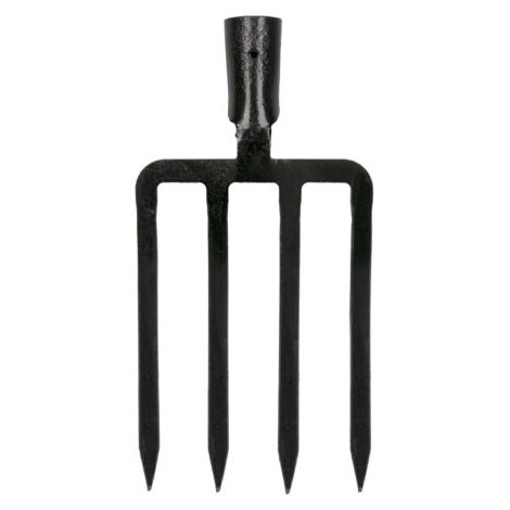 Fourche à fouir 4 dents – Tête forgée et trempée – Pénétration facile dans le sol – Largeur de travail 17 cm