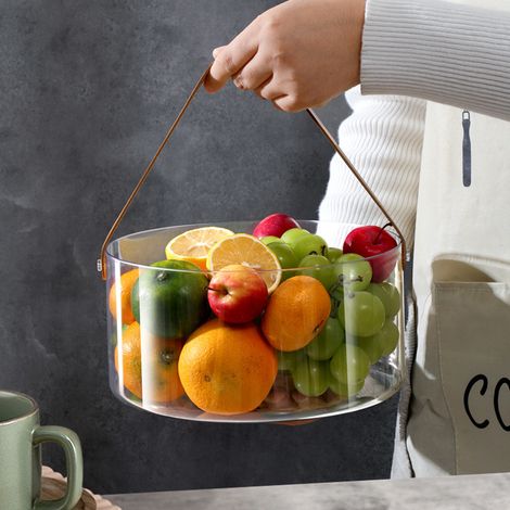 Boîte de rangement transparente pour bureau, panier multifonctionnel portable, seau à glaçons créatif, corbeille à fruits, assiette pour animaux (1/3)