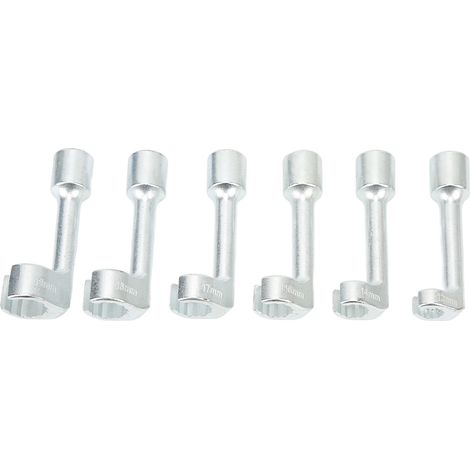 Jeu de 6 clés à douille d'injection carburant 1/2", 12-19mm, outillage système essence, embouts démontage injecteurs, robuste, pour mécaniciens auto. (1/5)