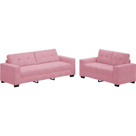 Sofa 2 pcs Pink 221 x 80 x 80 cm Velvet vidaXL (1/5)