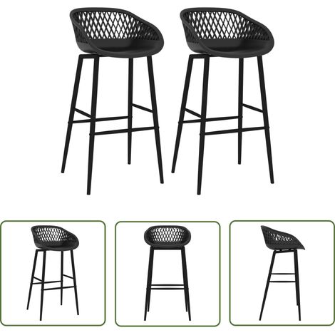 The Living Store Chaises de bar lot de 2 noir - Chaise De Bar - Tabouret De Bar - Mobilier De Cuisine - Chaises Design - Chaises Modernes (1/5)