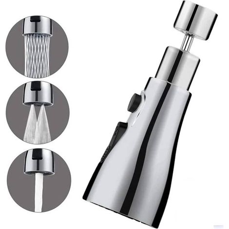 FM22 M24 360° drehbarer Ausziehbrausekopf für Küchenarmaturen, Strahlregler, Brausezubehör, Verlängerung für Küchenspülenarmaturen, G1/2 Küchenarmaturen mit 3 Modi, Brauseadapter, Küchenspülenarmatur (1/5)