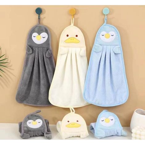 3 pièces torchons pour enfants, motif animaux mignons, microfibre absorbante et séchage rapide, essuie-mains pour cuisine et salle de bain (1/5)