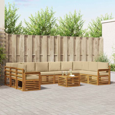 vidaXL Outdoor-Sofagarnitur 11 pcs Natur und Beige Massivholz Akazie (1/5)