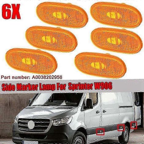 6 luces de posición laterales para coche - Sprinter W906 2006-2018 A0038202956 Luces de señalización lateral Amarillo SZRH AM (1/4)