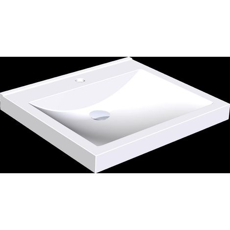 KWC Einzelwaschtisch, QUADRO, MIRANIT, 600x125x530 mm, Mulde Re-eckig (1/2)