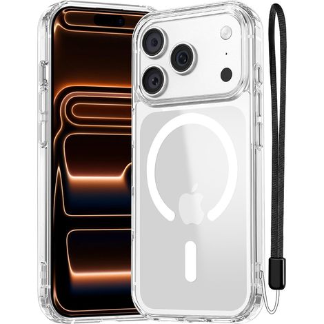 Magnétique Coque pour iPhone 17 Pro Max (6,9 Pouces), Compatible avec MagSafe Antichoc Ultime avec Cordon – Magnétisme Puissant et Protection Militaire - Etui Fine - Transparent (1/5)