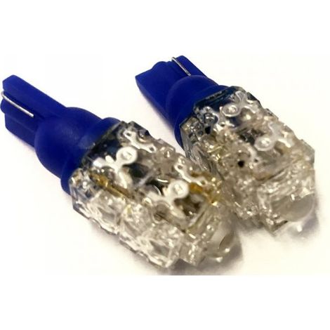 Coppia 2 Lampade Led T10 Con 9 Led F5 Flux Colore Blu Blue 12V 1W