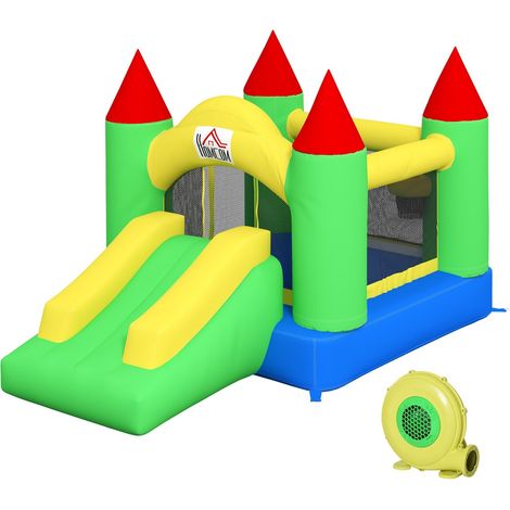 Castillo Hinchable Soplador Hinchable Castillo Hinchable Para Niños Castillo De Juego Tobogán Trampolín Red De Seguridad 3-10 Años Oxford 300X180X160Cm