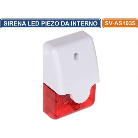 SIRENA PIEZOELETTRICO DA INTERNO LED AVVISO ACUSTICO OTTICO PER SISTEMI ALLARME (1/2)