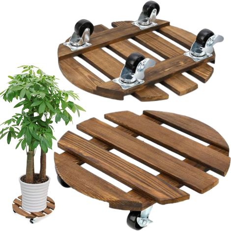 Porte Plante a roulettes, Lot de 2 Support Plante Roulette 40x40cm, Supports de Pots de Fleurs à roulettes, Plateau a Roulette Capacité de 100KG, Plateau Roulant pour Extérieur à Intérieur (1/5)