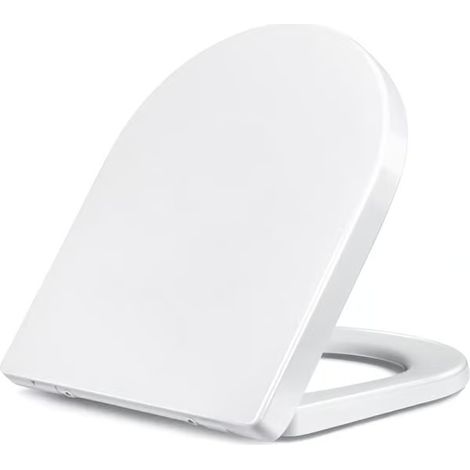 Abattant de toilettes. Abattant standard à fermeture ralentie et système de démontage rapide. Installation facile. Cuvette de toilettes en forme de U / Blanc (1/5)