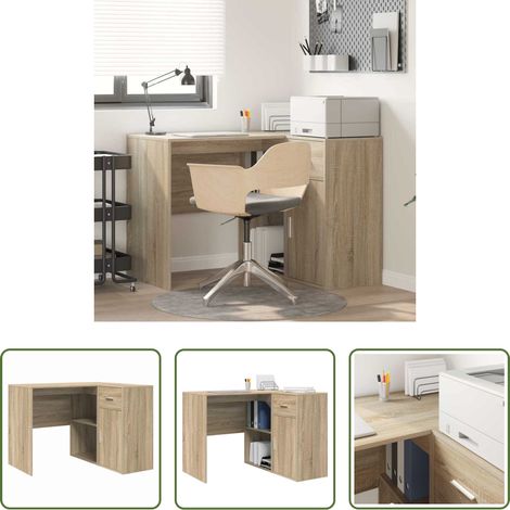 vidaXL Rangement bureau - Bureau d'angle avec tiroir Chêne Sonoma 102 x 88 x 75 cm (1/5)