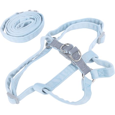 Ceinture de sécurité pour chien, réfléchissante, réglable et respirante, pour promenades en extérieur, pour chiens de petite, moyenne et grande taille. Bleu clair, taille S. (1/5)