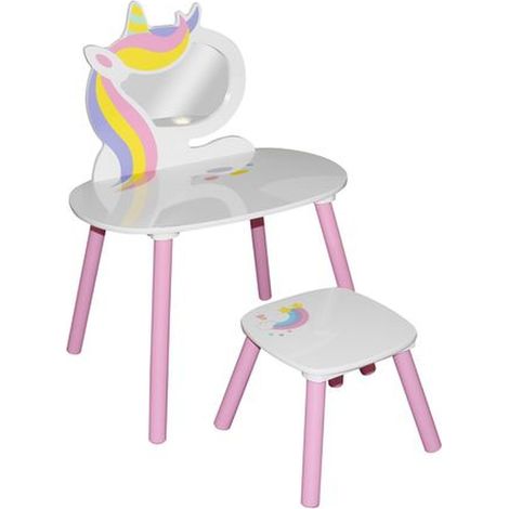 Coiffeuse enfant avec miroir et tabouret thème licorne SWEET (1/3)