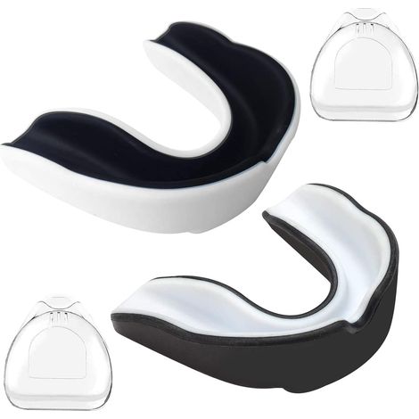 Paradenti, Paradenti da boxe 2 pezzi, per boxe, arti marziali, MMA, nero/bianco, adulti (1/5)