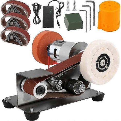 Mini ponceuse à bande compatible avec les outils de coupe, ponceuse à bande électrique d'établi à 15 degrés compatible avec le travail des métaux DIY, prise standard européenne EK. (1/5)