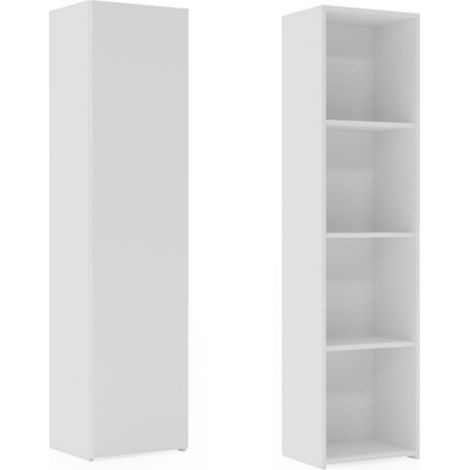 Libreria chiusa LONI 160x40 cm bianca con anta e ripiani interni (1/5)