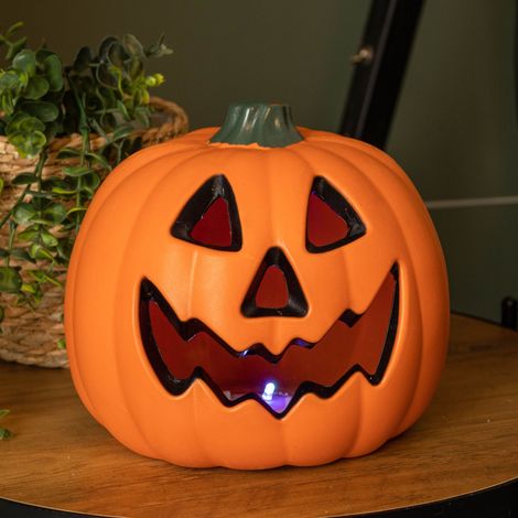 21cm Battery Operated Light up Pumpkin Lantern with Multi-Coloured LEDs (1/5)