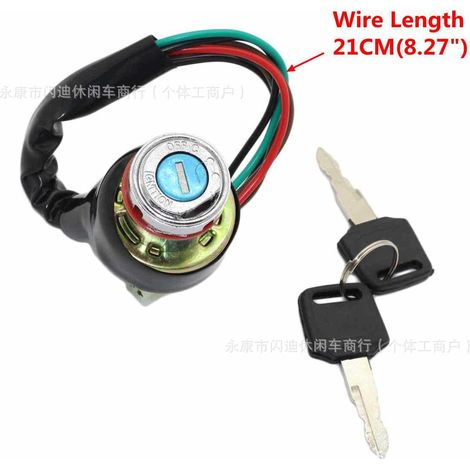 Accessoires pour motos tout-terrain, quads et karts : contacteur d'allumage 9 trous 6 fils, clé de verrouillage électrique
