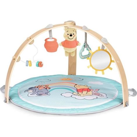 DISNEY BABY - WINNIE - Alfombra de juego reversible evolutiva plegable para bebé - arco de madera - juguetes sensoriales y musicales, espejo