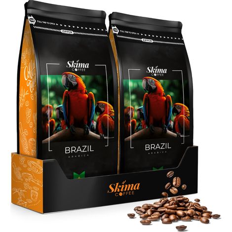 Chicchi di caffè 1 kg x2 Brasile 100% Arabica Fresco per macchina da caffè SkimaCoffee + omaggio (1/5)