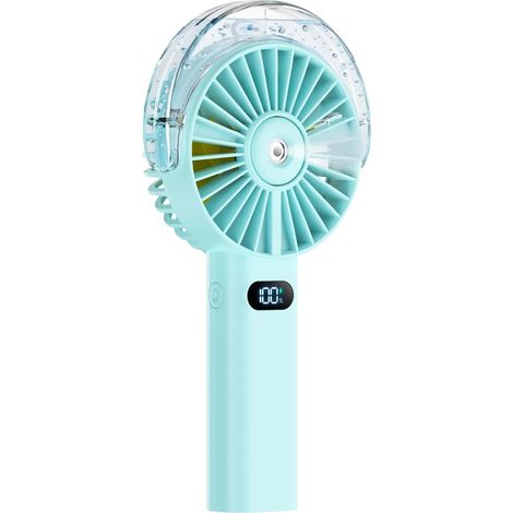 Mini ventilatore portatile, raffreddamento ad alta velocità, funzione nebulizzatore ricaricabile, azzurro (1/2)