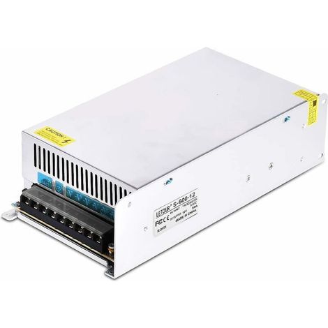 VURAHOME - Alimentation CC 12V 50A AC 96V-240V Convertisseur Adaptateur CC Alimentation à découpage régulée universelle Alimentation LED 12V 600W pour bande LED, vidéosurveillance, radio, projet infor (1/5)