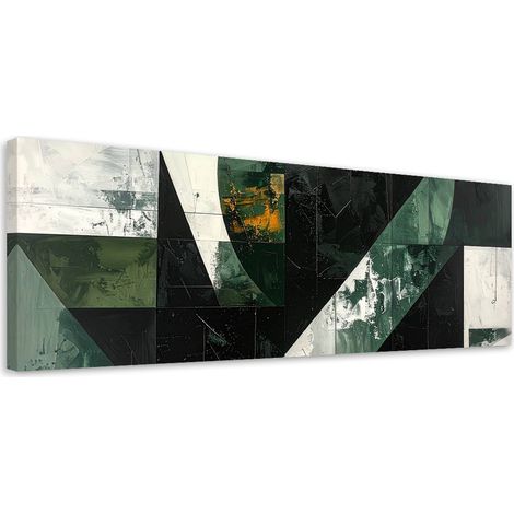 Quadro su tela, Astrattismo forme verde grigio, 90x30 (1/5)