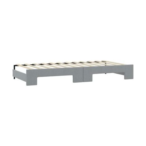 Lit avec tiroirs et méridienne avec tiroirs, gris clair, 100 × 200 cm, tissu, rangement pratique intégré, tissu doux et respirant, pour chambre, décor moderne, facile à assembler (1/5)