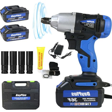 18V Akku Schlagschrauber 1/2 Zoll, 420 Nm Akku Drehschlagschrauber mit LED-Leicht, Vorwärts- und Rückwärts Drehung Schlagschrauber Set mit 2 x 6,0 Ah Akku, Schnellladegerät, Gürtelclip und koffer (1/5)