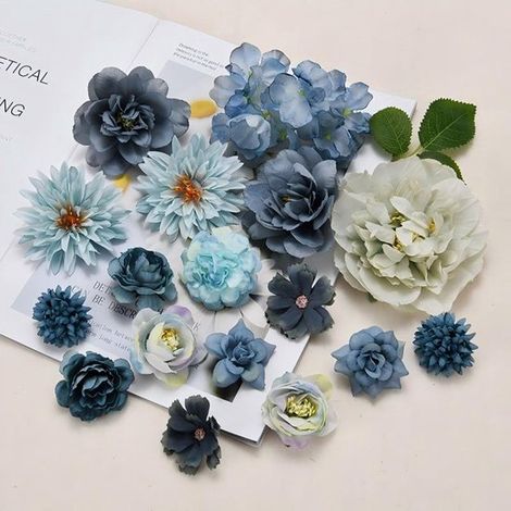 Un set di fiori artificiali, composto da teste di fiori artificiali per decorazione, fiori realistici per decorazione di torte, arancioni (1/2)