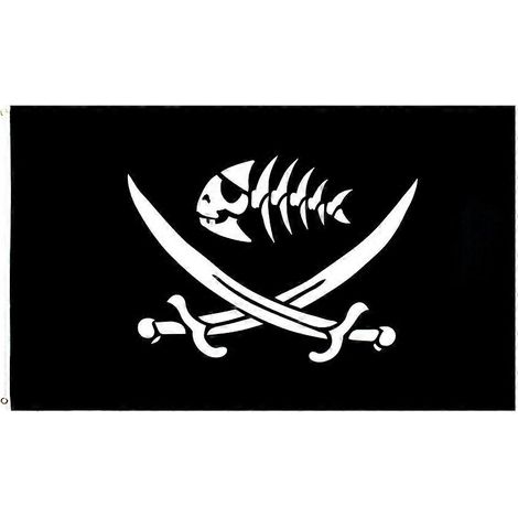Drapeau pirate avec poissons et épées (90 x 150 cm)