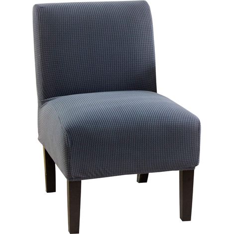 Stretchable and removable armless chair covers for home and hotel use (grey blue, knitted) (1/5)