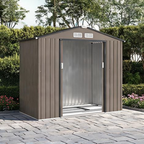 Abri de jardin marrone en acciaio 213 x 130 x 185 cm (1/5)