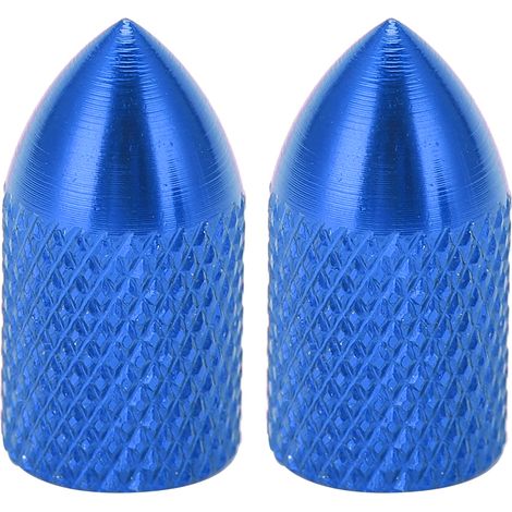 2 bouchons de valve Schrader en alliage d'aluminium, capuchons antipoussière pour pneus de vélo, bleu (1/5)