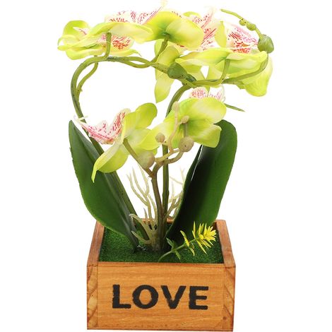 Bonsai Artificiel En Bois - Orchidée Papillon Faux - Décoration Maison Bureau - Vert - 1 Pièce (1/5)