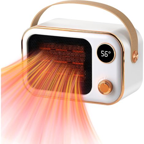 Radiateur soufflant électrique, radiateur soufflant en céramique 1200 W, petit radiateur d'appoint électrique, protection contre la surchauffe et l'inclinaison, deux températures (1/5)